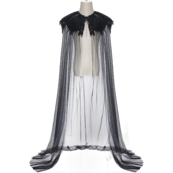 Womens Halloween Evil Queen Witch Cosplay Cloak Steampunk Black Carnival Costume - Picture 2 of 7